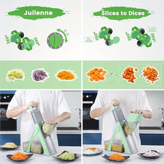 Upgraded Green Mandolin Slicer with Adjustable Thickness and Wide Feed Chute
