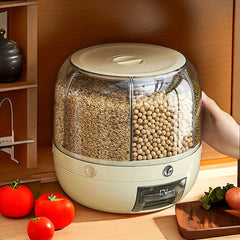 Multifunctional Rotating Rice Container with Large Capacity Storage