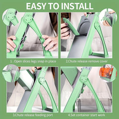 Upgraded Green Mandolin Slicer with Adjustable Thickness and Wide Feed Chute