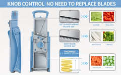 Upgraded Green Mandolin Slicer with Adjustable Thickness and Wide Feed Chute