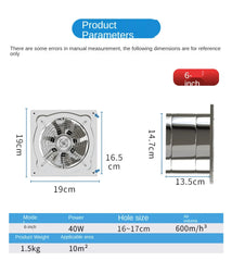 6/7 Inch Inline Exhaust Fan Ventilator Pipe for Bathroom Kitchen