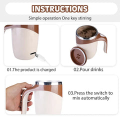 Automatic Magnetic Stirring Mug Rechargeable Coffee and Milkshake Mixer