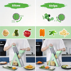 Upgraded Green Mandolin Slicer with Adjustable Thickness and Wide Feed Chute