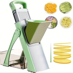 Upgraded Green Mandolin Slicer with Adjustable Thickness and Wide Feed Chute