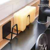 1pc Heavy-Duty Wall-Mounted Stainless Steel Sink Sponge & Cleaning Supply Holder - No-Drill Adhesive/Hook Installation, Space-Saving Sink Drain Rack, Hygienic Kitchen Storage Shelf for Sponges, Brushes, Dishcloths (for or for
