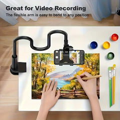 1 Swan Neck Phone Holder for Bed, Lazy Phone Holder, Total Length 75.01 cm, 360° Adjustable Clamp, Overhead Phone Holder, Suitable for Bed, Desk, All Phones, Bedside Phone Holder, Desktop Accessory, Adjustable Arm, Flexible