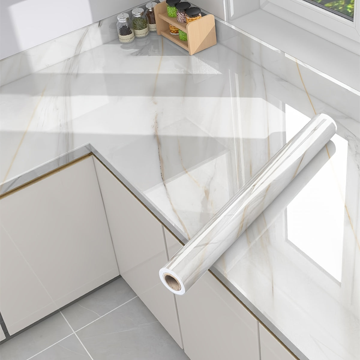 aterproof Kitchen Stickers Marble Film for Wall & Countertop