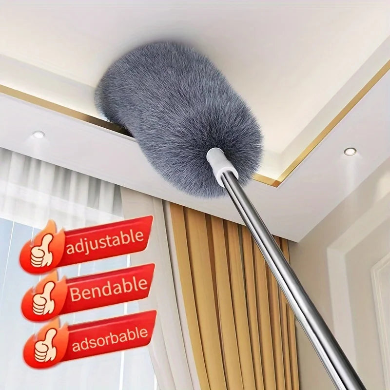 Metal Retractable Duster, Bendable & Washable. For Ceilings, Cars, Furniture. Adjustable Height, Reusable Tool.