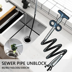 60-300cm Sewer Pipe Unblocker Snake Spring Pipe Dredging Drain Cleaner Kitchen Bathroom Sewer Cleaning Tool Kitchen Accessories