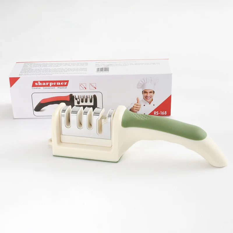 3-Segment Knife Sharpener Knife Sharpeners for Kitchen Knives Stainless Steel Three-Purpose Sharpening Stone for Kitchen Tools