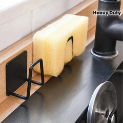 1pc Heavy-Duty Wall-Mounted Stainless Steel Sink Sponge & Cleaning Supply Holder - No-Drill Adhesive/Hook Installation, Space-Saving Sink Drain Rack, Hygienic Kitchen Storage Shelf for Sponges, Brushes, Dishcloths (for or for